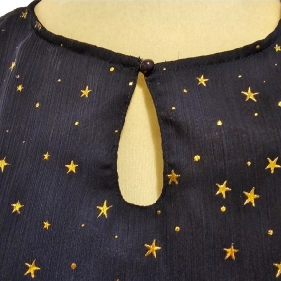 Allegra K Long Sleeve Midnight Blue GoldStar Embellished Mini Dress Size L - Picture 14 of 15